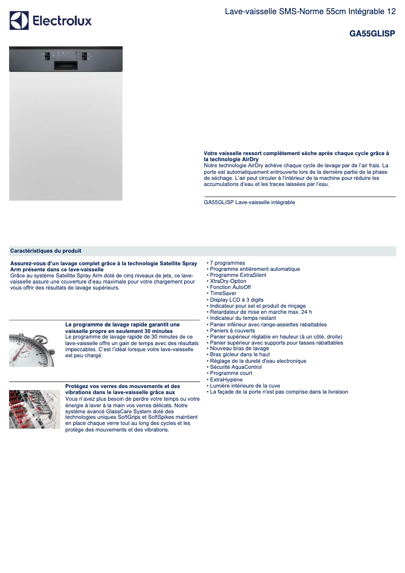 Page n°1 - Fiche technique Electrolux GA55GLISP