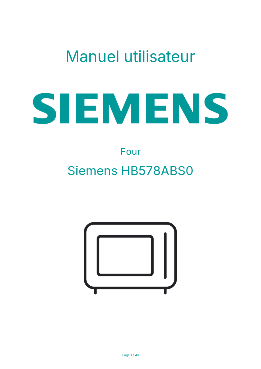 Page n°1 - Manuel utilisateur Siemens HB578ABS0