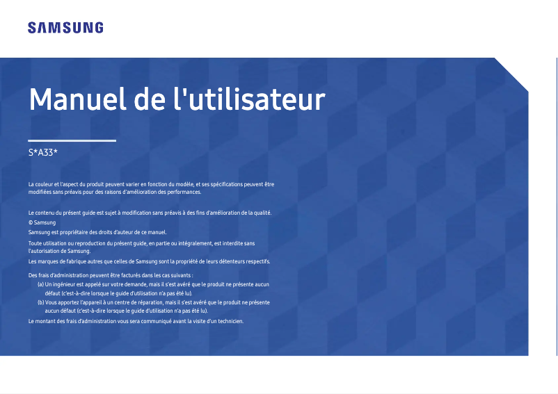 Page 1 de la notice Manuel utilisateur Samsung SyncMaster S22A330NHM