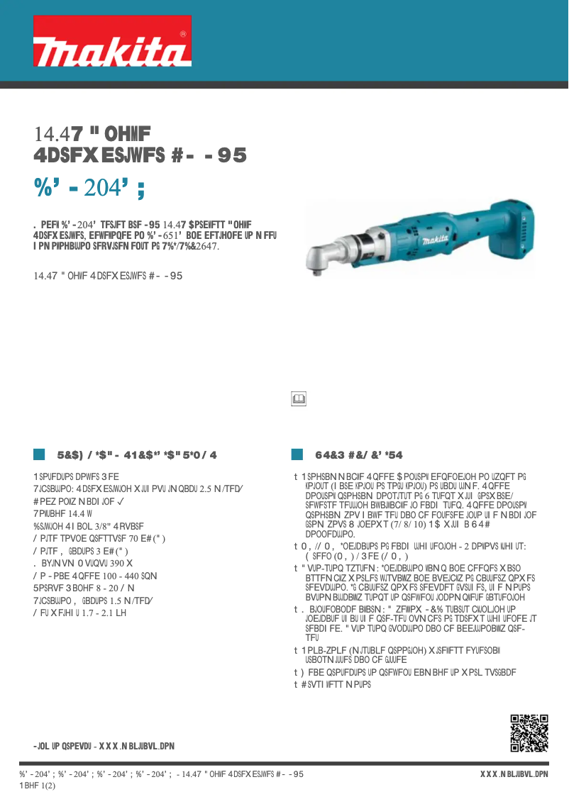 Page 1 de la notice Fiche technique Makita DFL204FZ