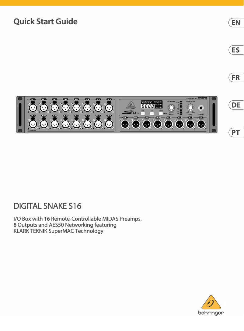 Image de la première page du manuel de l'appareil S16