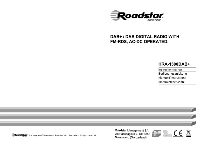 Image de la première page du manuel de l'appareil HRA-1300DAB