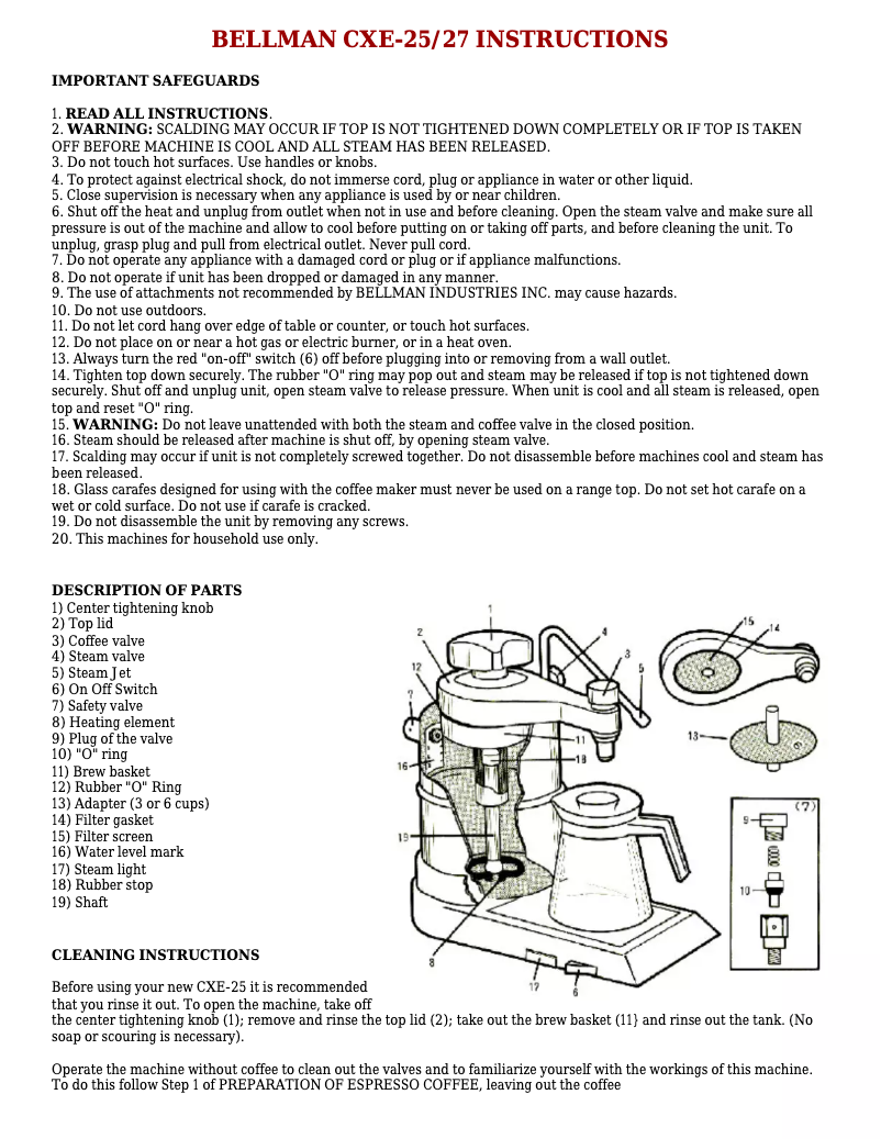 Image de la première page du manuel de l'appareil CXE-27
