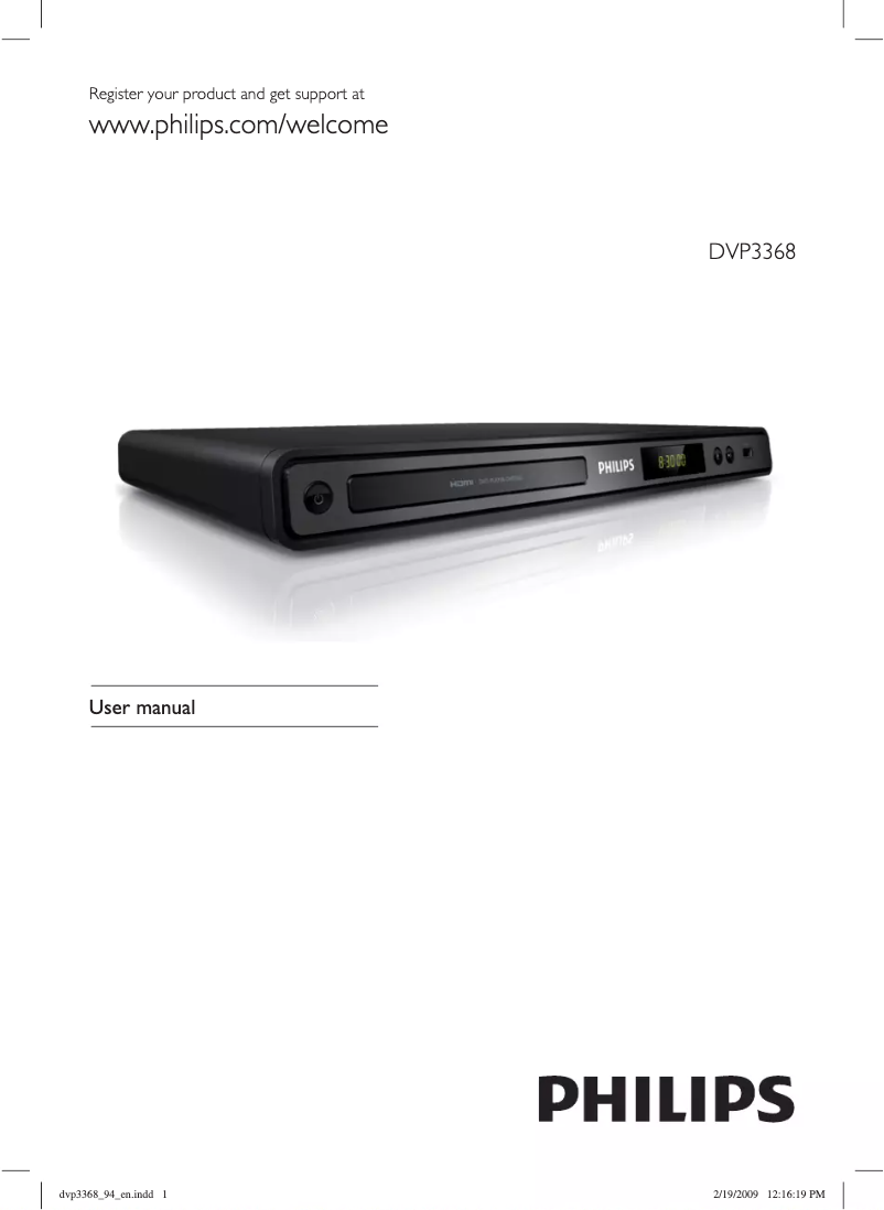 Page 1 de la notice Manuel utilisateur Philips DVP3368