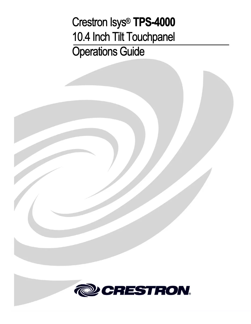 Page n°1 - Manuel utilisateur Crestron TPS-4000