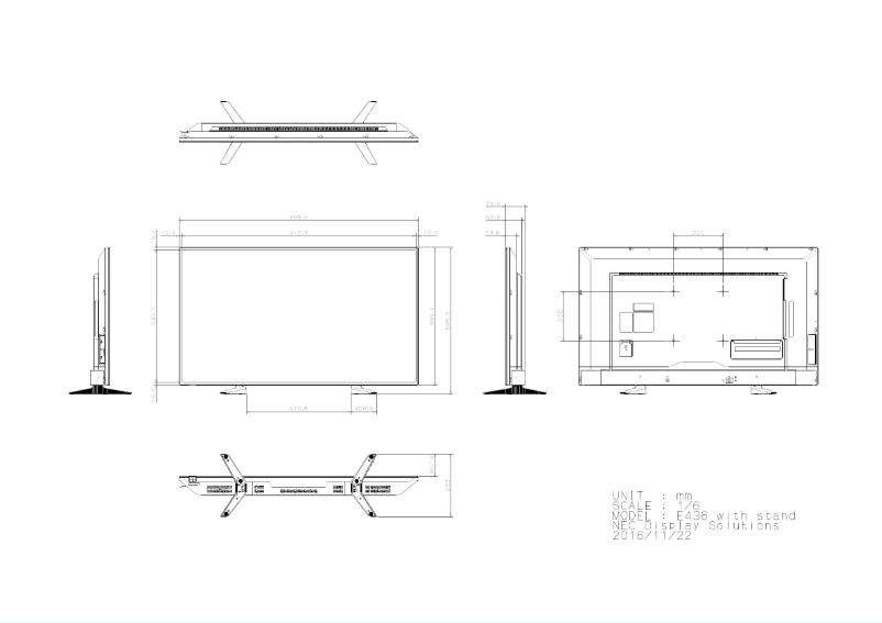 Page 1 de la notice Dessin technique NEC MultiSync E436
