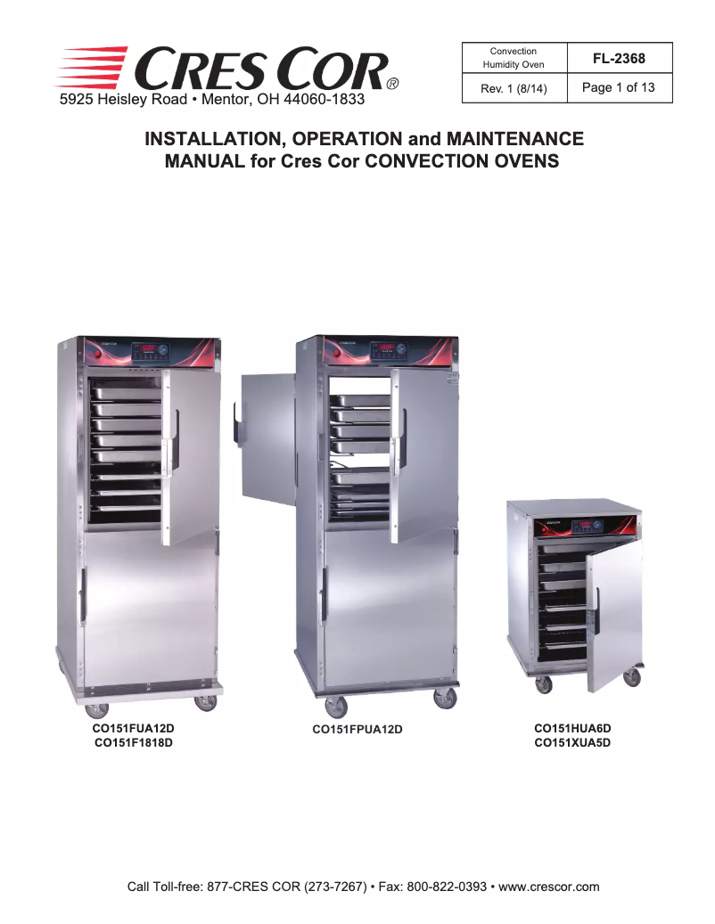 Page 1 de la notice Manuel utilisateur Cres Cor CO151XUA5DX