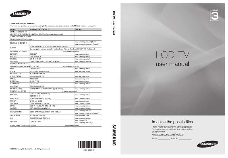 Page 1 de la notice Manuel utilisateur Samsung LE-26C350