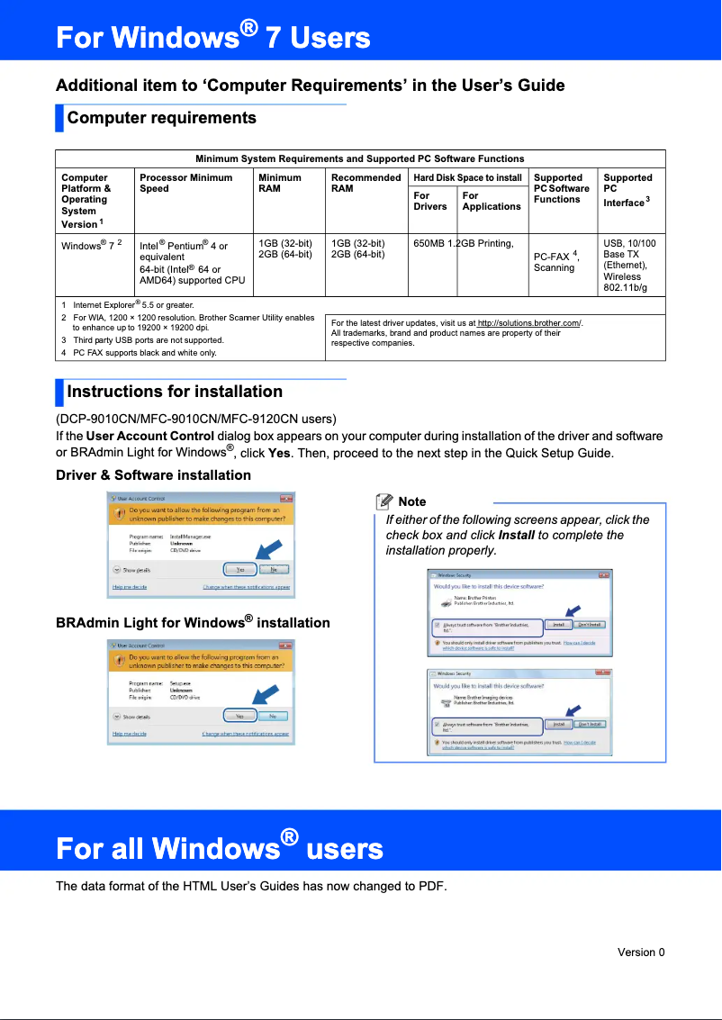 Image de la première page du manuel de l'appareil DCP-9010CN
