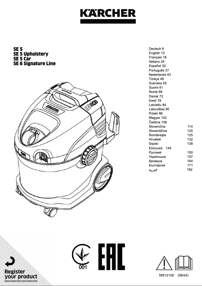 Page 1 de la notice Manuel utilisateur Kärcher SE 6 Signature Line