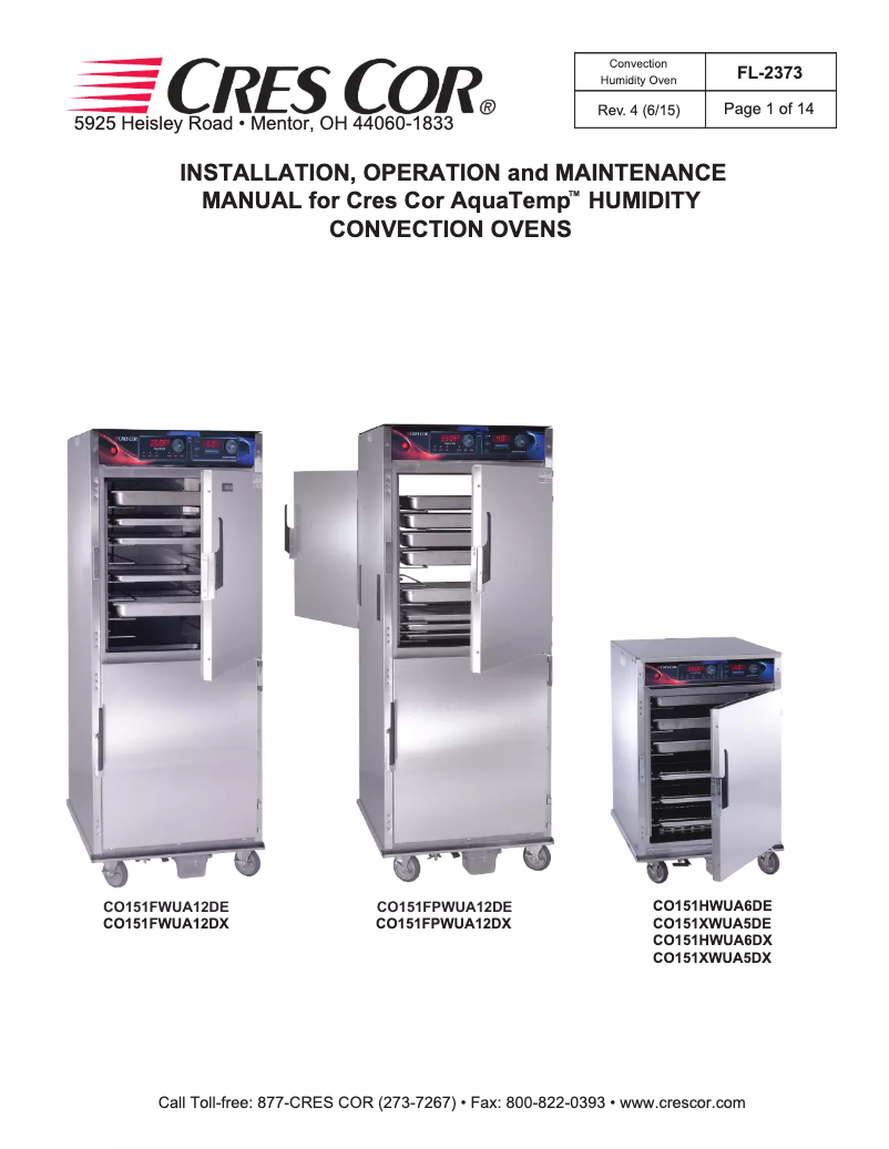 Page n°1 - Manuel utilisateur Cres Cor CO151HWUA6DX