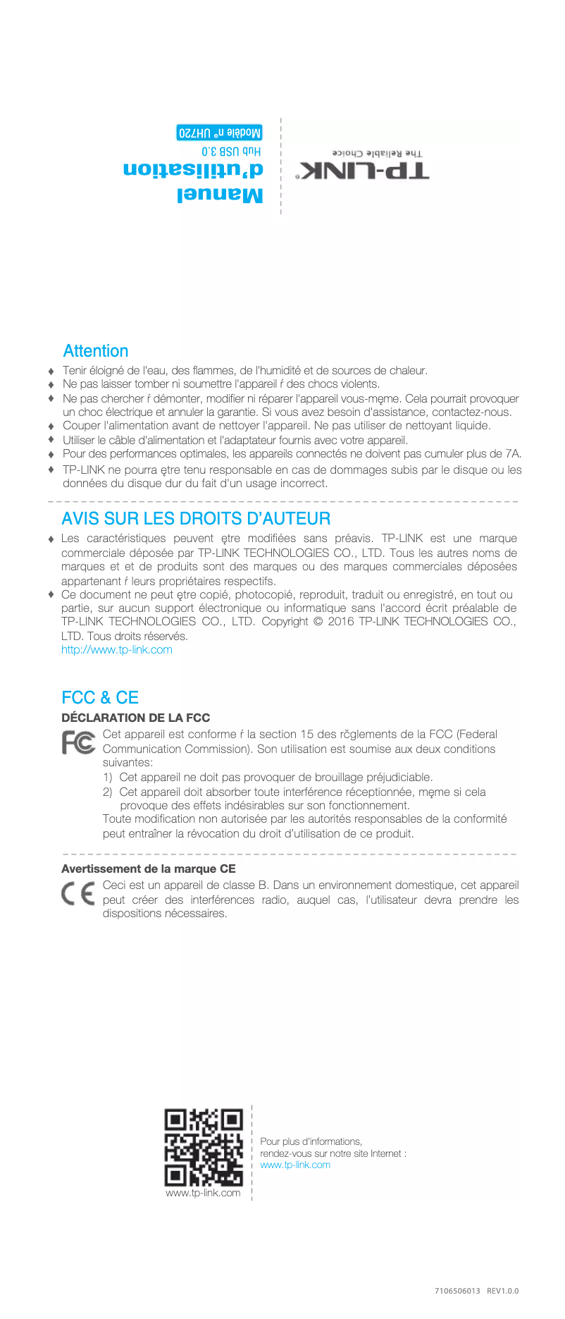 Page n°1 - Manuel utilisateur TP-Link UH720