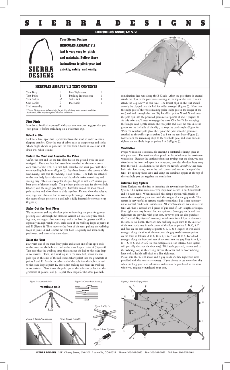 Página 1 del manual Manual de usuario Sierra Designs Hercules Assault V.2