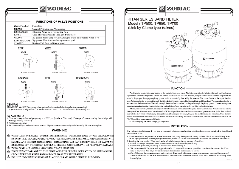 Page 1 de la notice Manuel utilisateur Zodiac Titan TP650