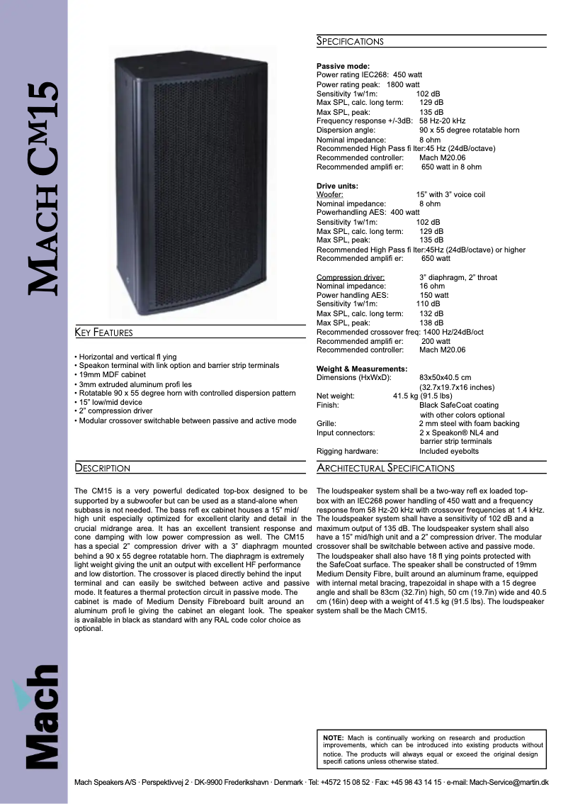 Page n°1 - Fiche technique Martin CM15
