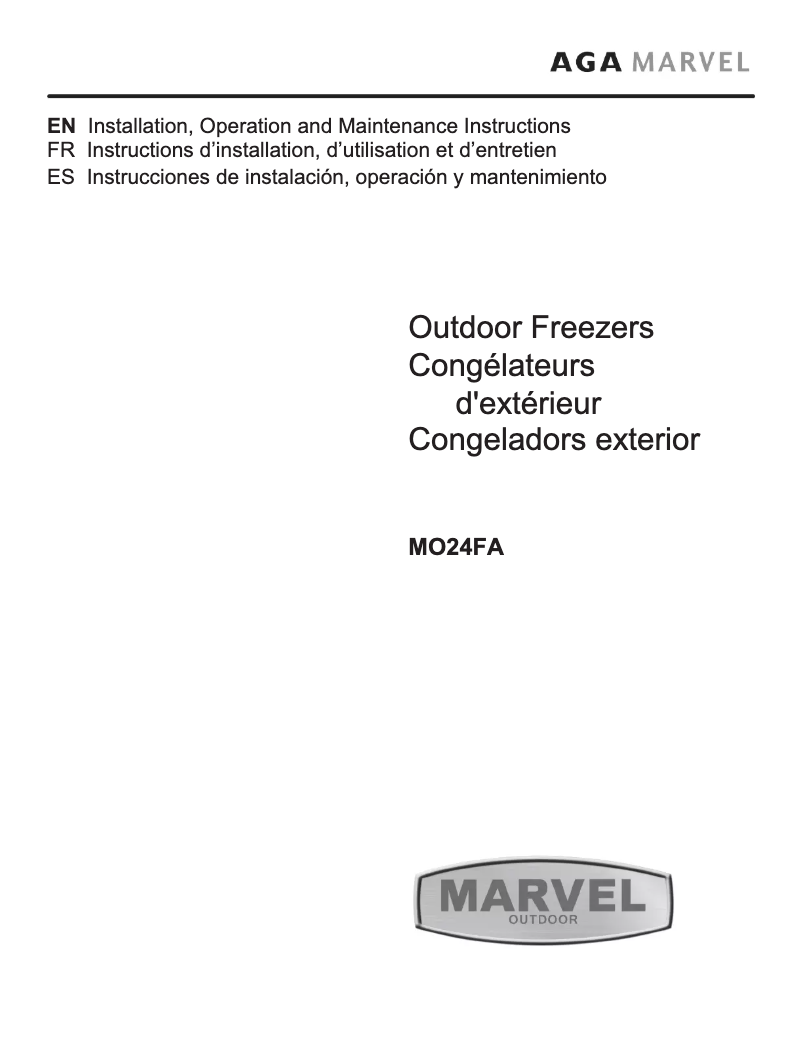 Page 1 de la notice Manuel utilisateur Marvel MO24FAS1RS