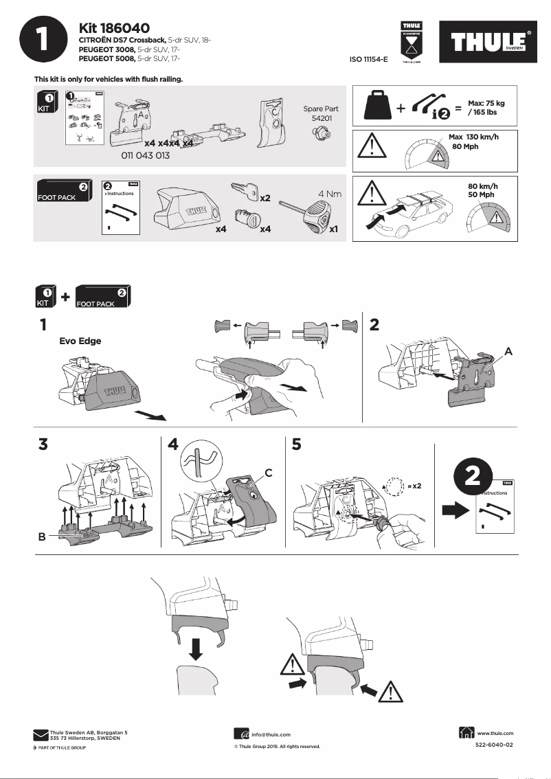 Page n°1 - Manuel utilisateur Thule Kit 186040