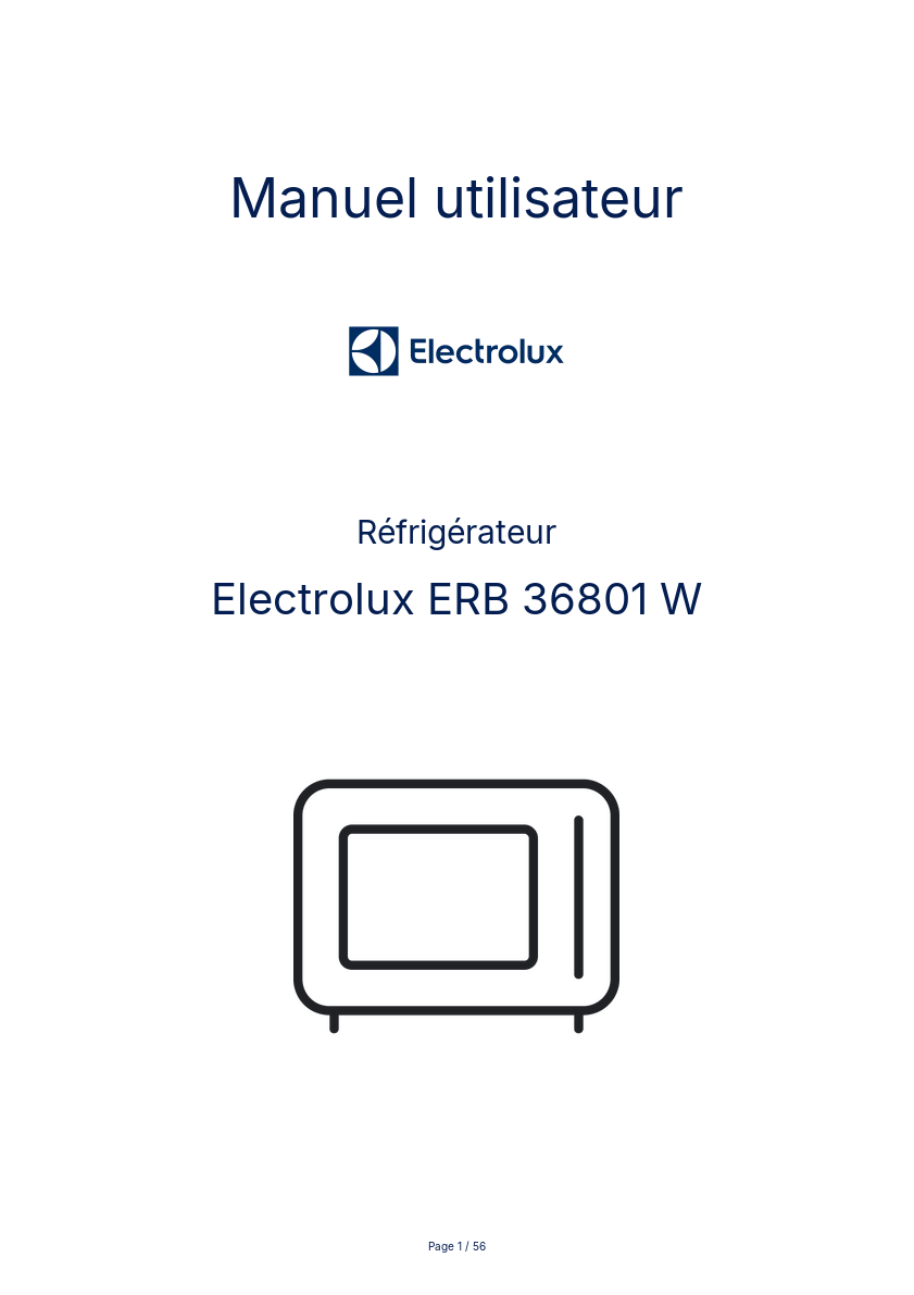 Page n°1 - Manuel utilisateur Electrolux ERB 36801 W