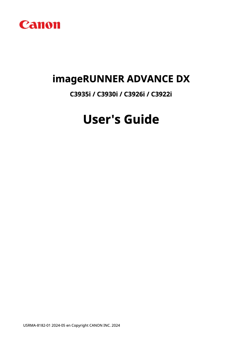 Page 1 de la notice Manuel utilisateur Canon imageRUNNER ADVANCE DX C3922i