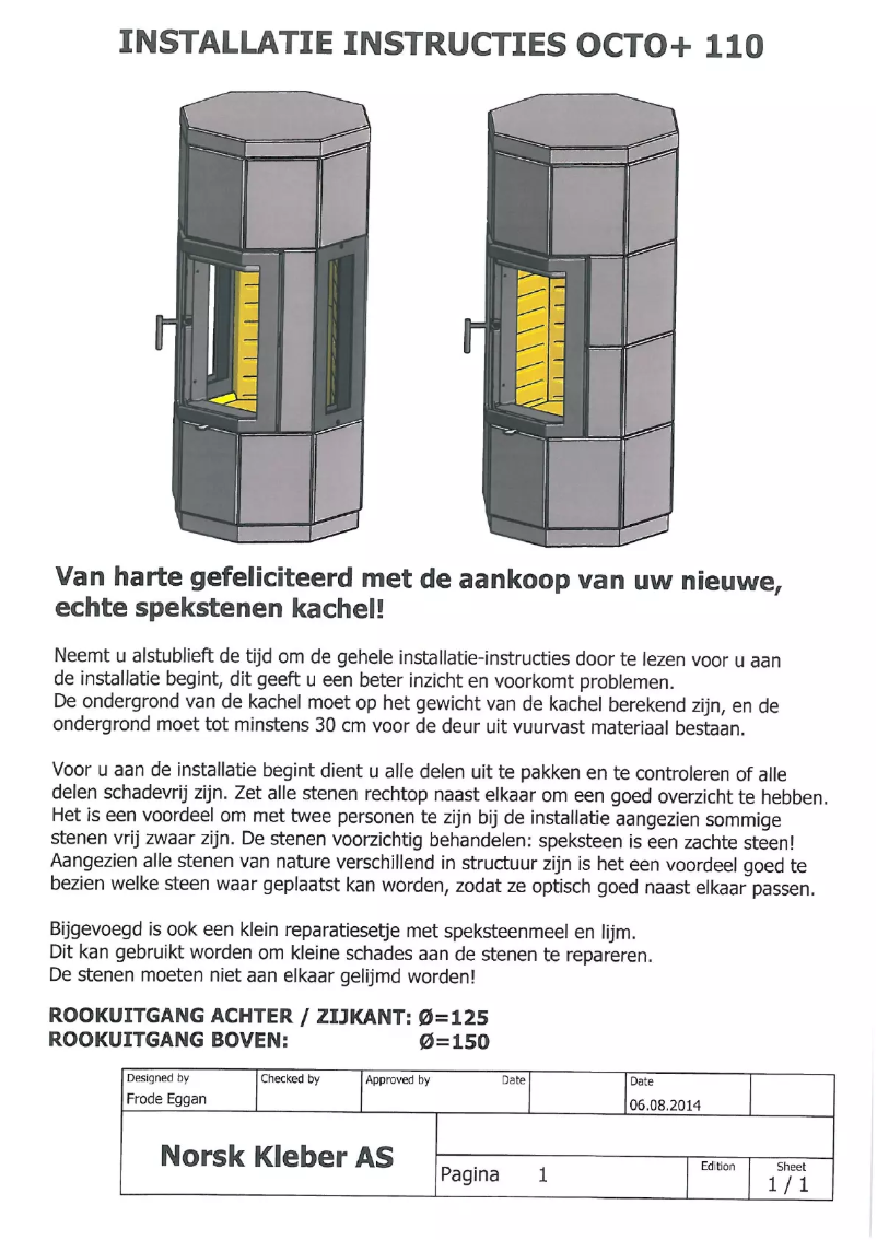 Page n°1 - Manuel utilisateur Norsk Kleber Octo + 110