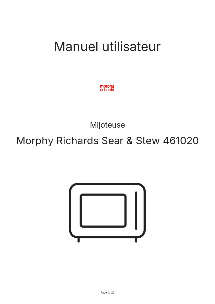 Image de la première page du manuel de l'appareil Sear & Stew 461020
