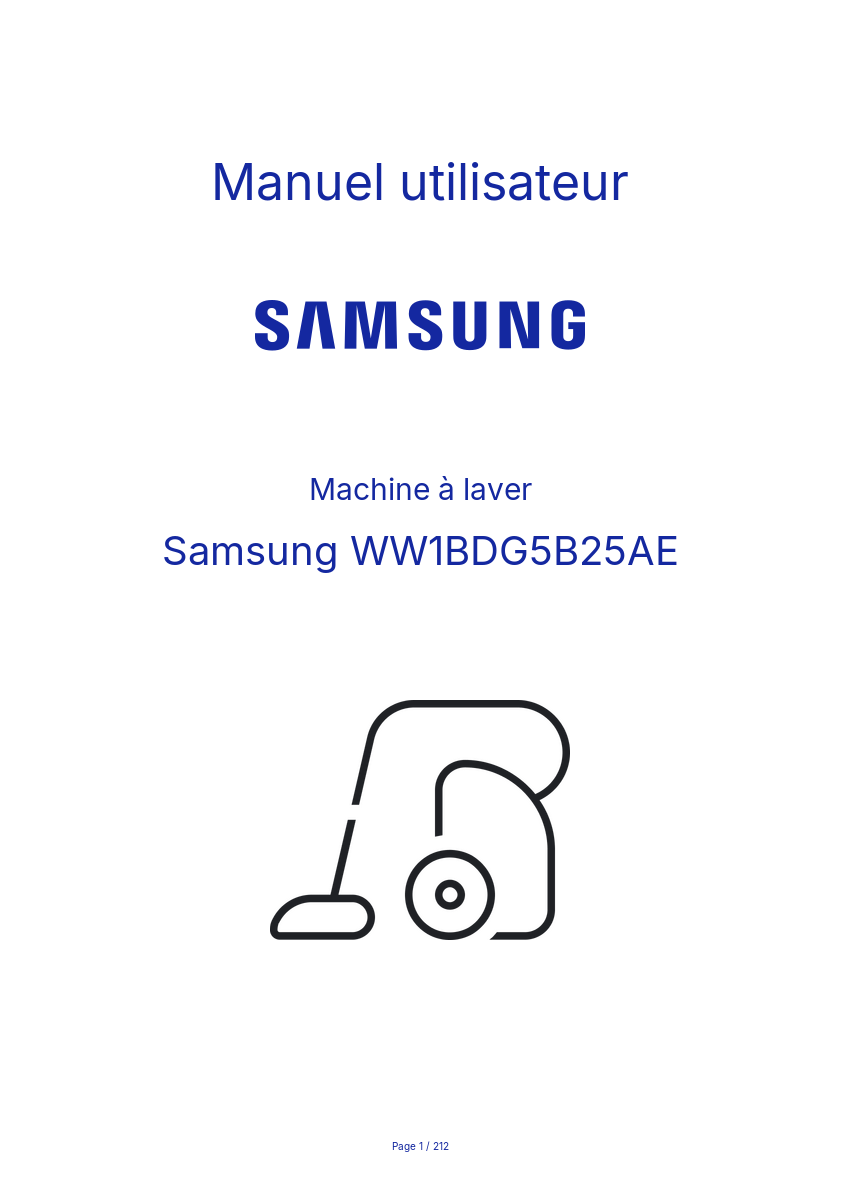 Page n°1 - Manuel utilisateur Samsung WW1BDG5B25AE