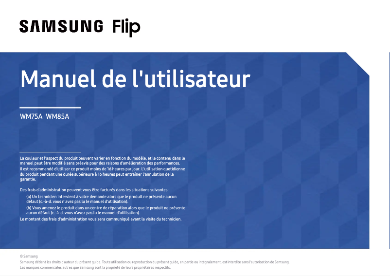 Page 1 de la notice Manuel utilisateur Samsung LH75WMAWLGC