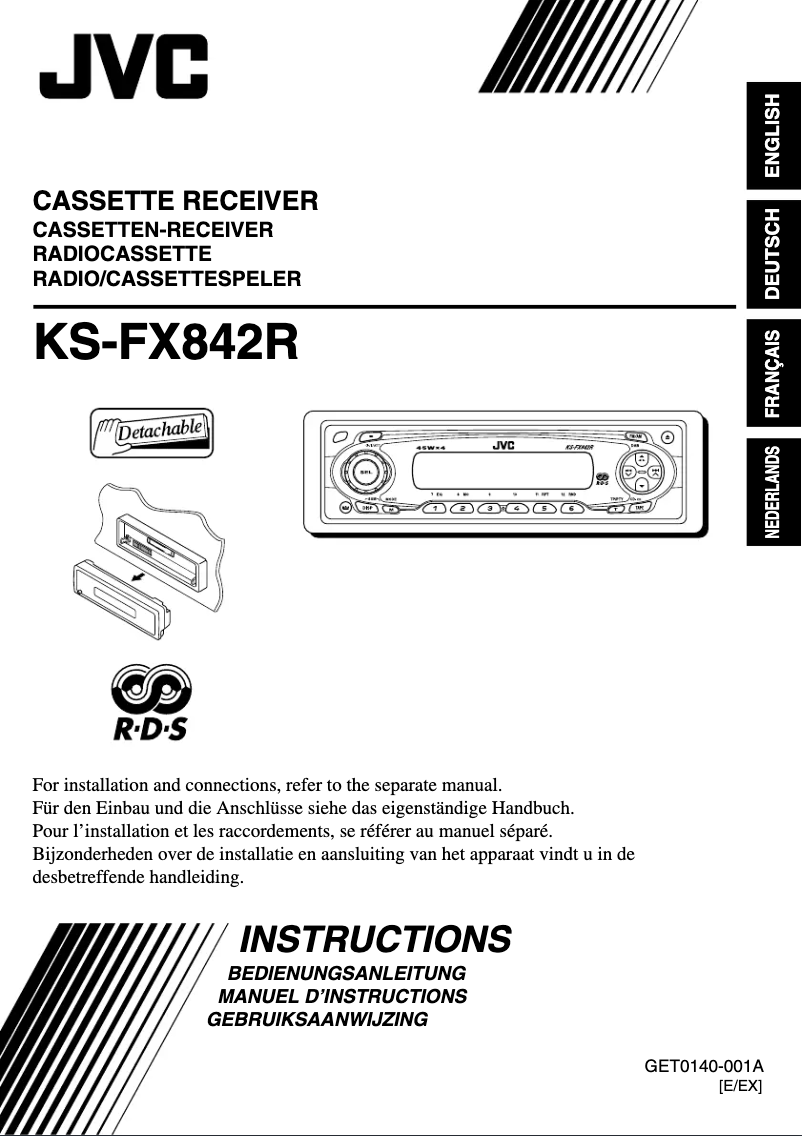 Page 1 de la notice Manuel utilisateur JVC KS-FX842R