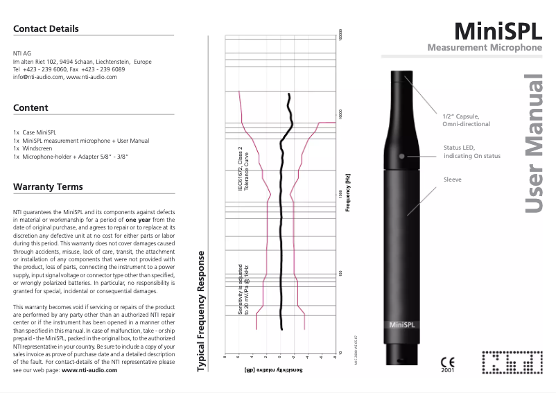 Page 1 de la notice Manuel utilisateur NTi Audio MiniSPL