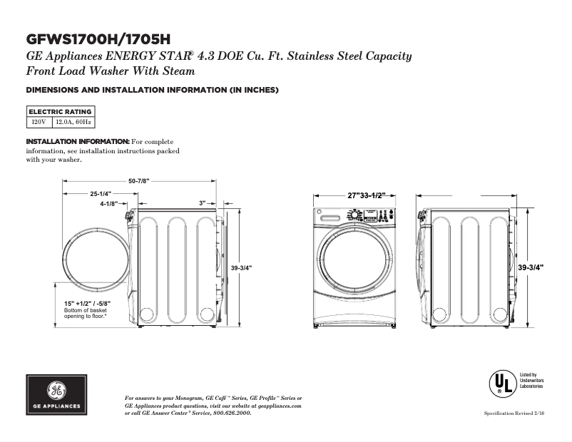 Image de la première page du manuel de l'appareil GFWS1700HWW