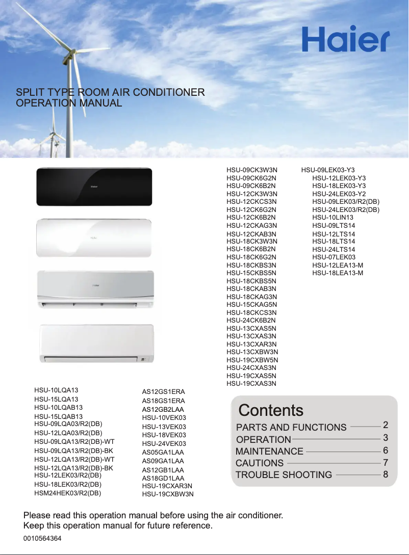 Page n°1 - Manuel utilisateur Haier HSU-15LQA13