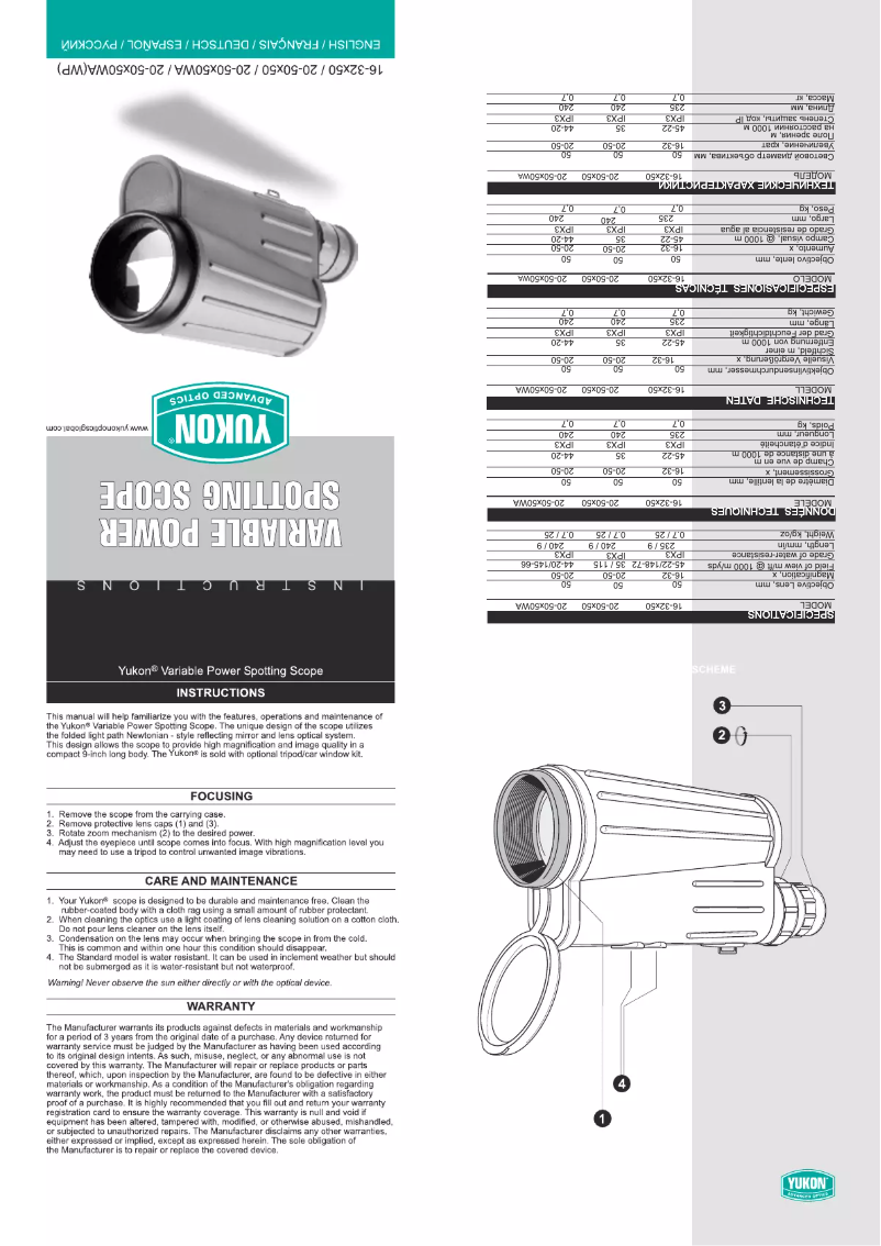 Página 1 del manual Manual de usuario Yukon 20-50x50 WA