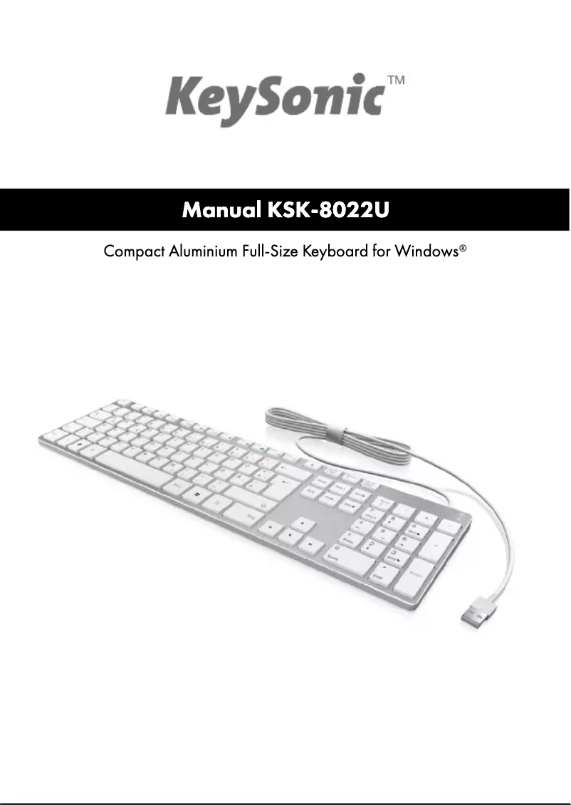 Page n°1 - Manuel utilisateur KeySonic KSK-8022U