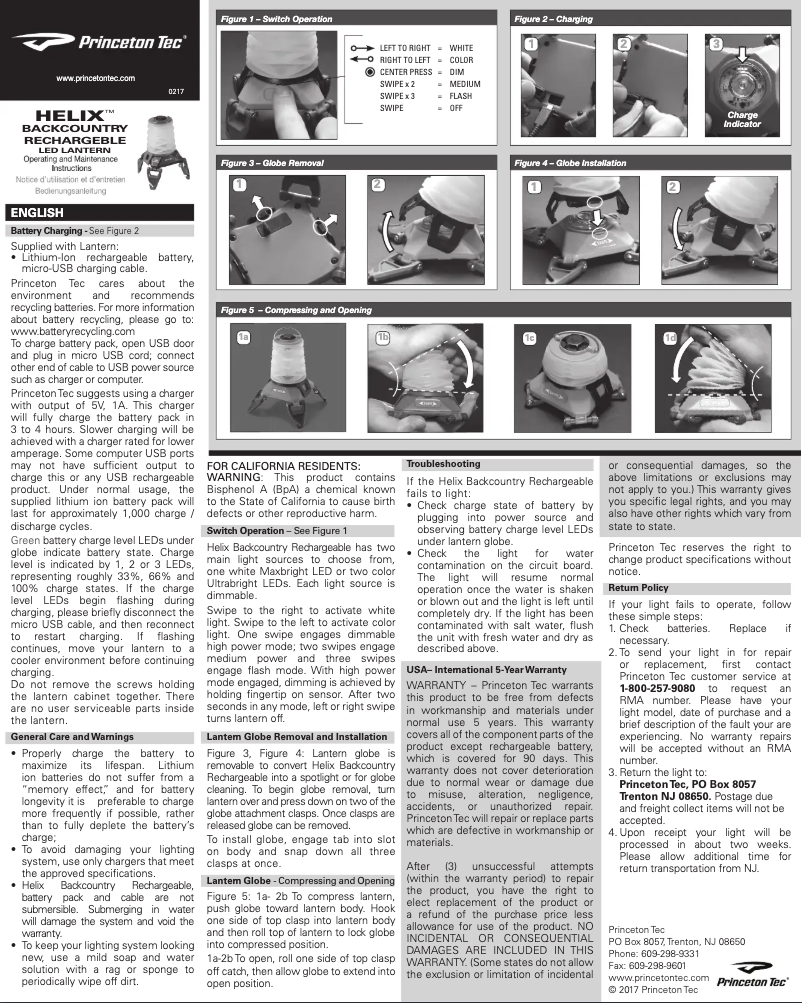 Página 1 del manual Manual de usuario Princeton Tec Helix