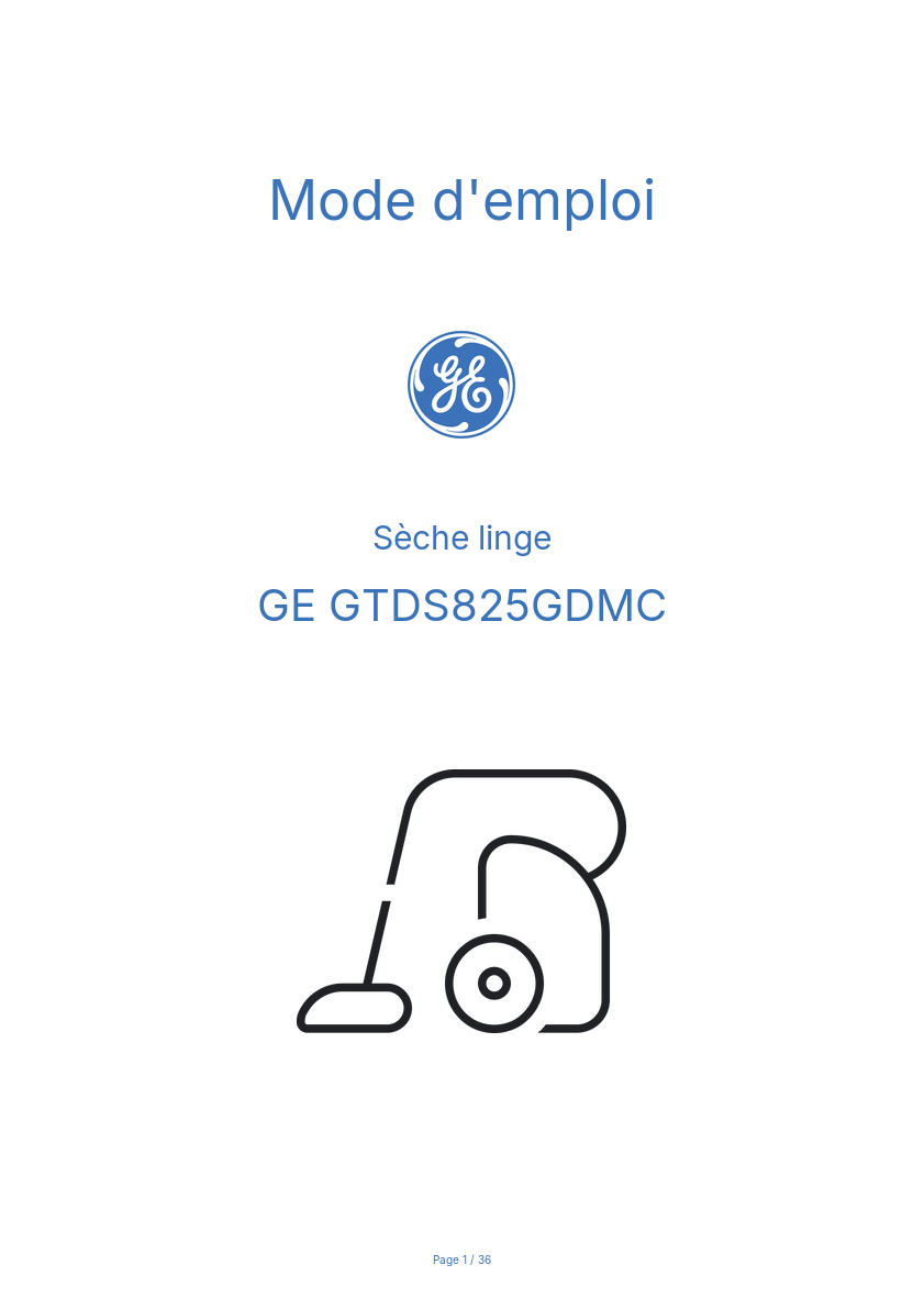 Image de la première page du manuel de l'appareil GTDS825GDMC