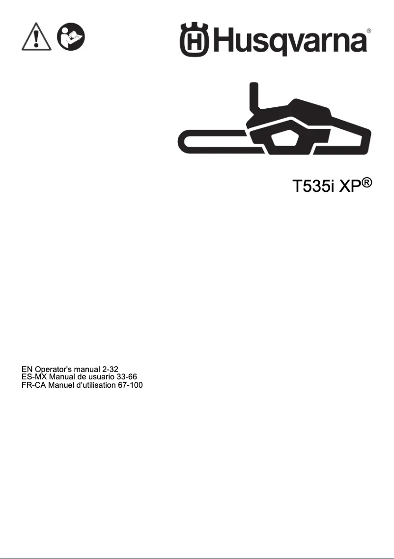 Page n°1 - Manuel utilisateur Husqvarna T535i XP