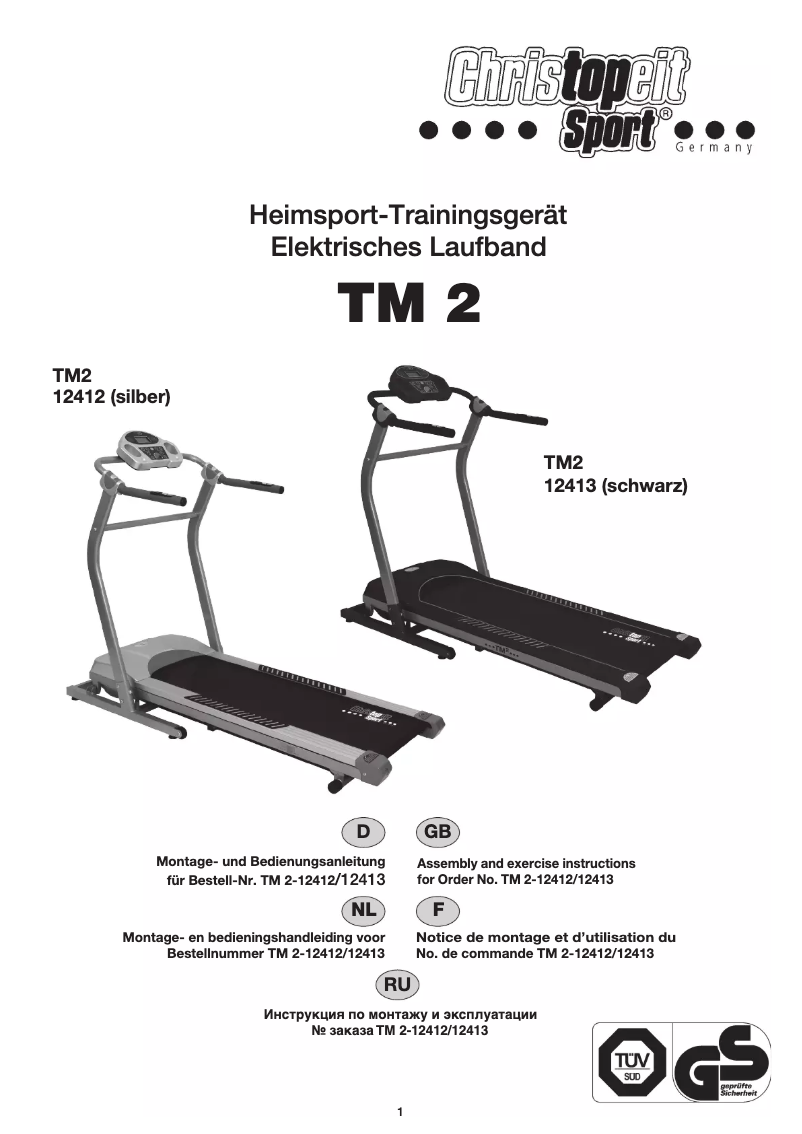 Page 1 de la notice Manuel utilisateur Christopeit TM 2