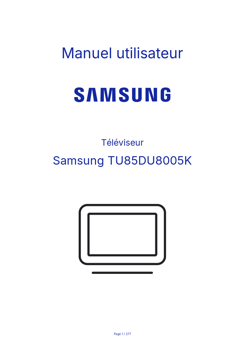 Page n°1 - Manuel utilisateur Samsung TU85DU8005K