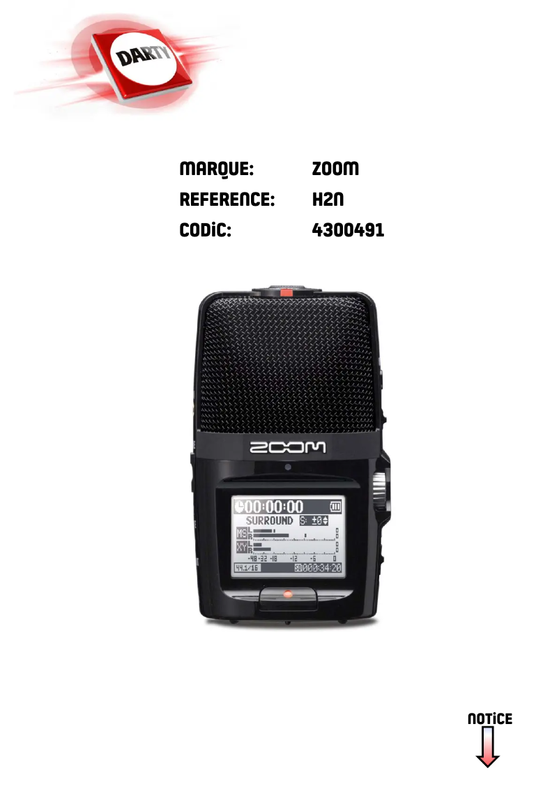 Page 1 de la notice Manuel utilisateur Zoom H2n