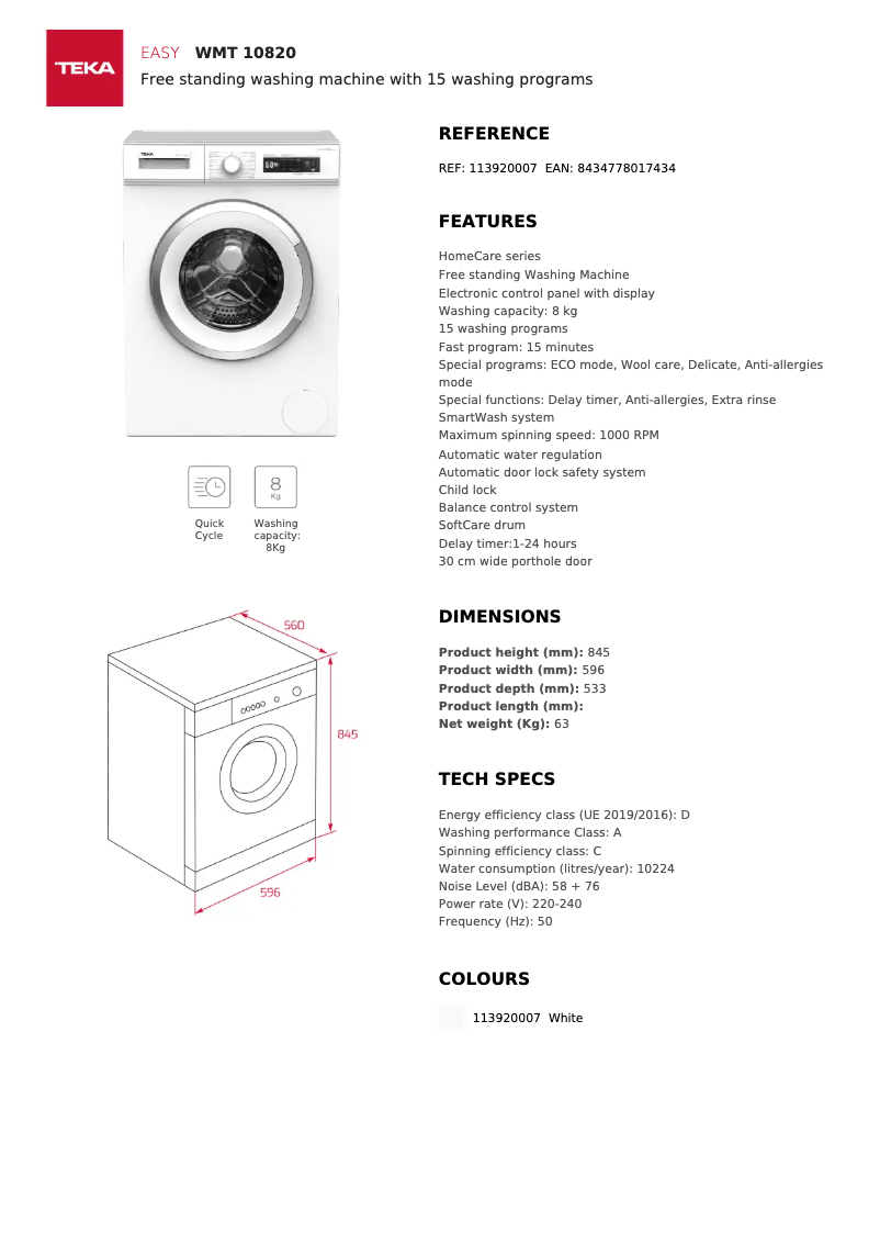 Imagen de la primera página del manual del dispositivo WMT 40820