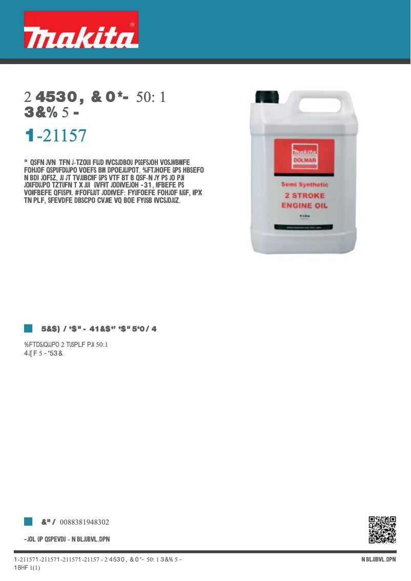 Page 1 de la notice Fiche technique Makita P-21157