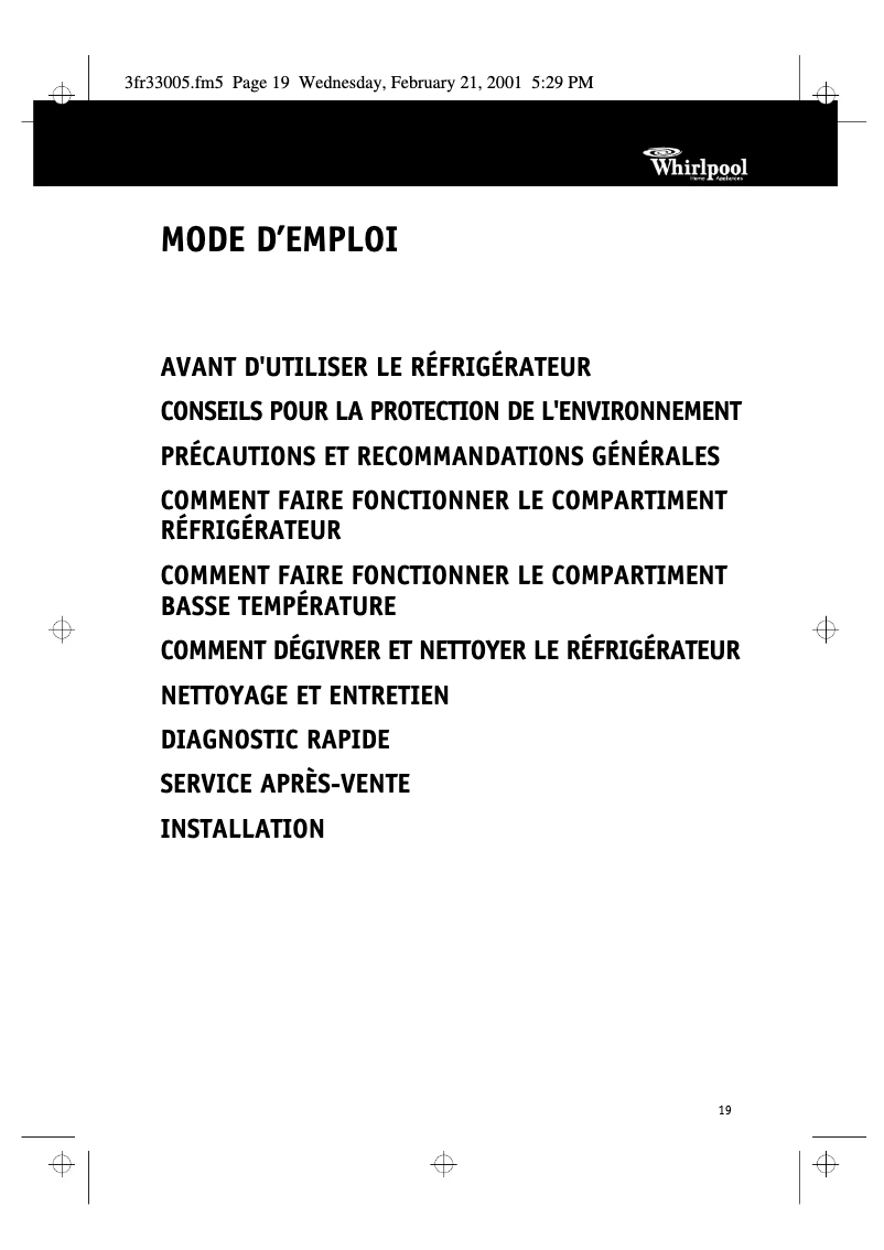 Image de la première page du manuel de l'appareil ART 222/G/AL