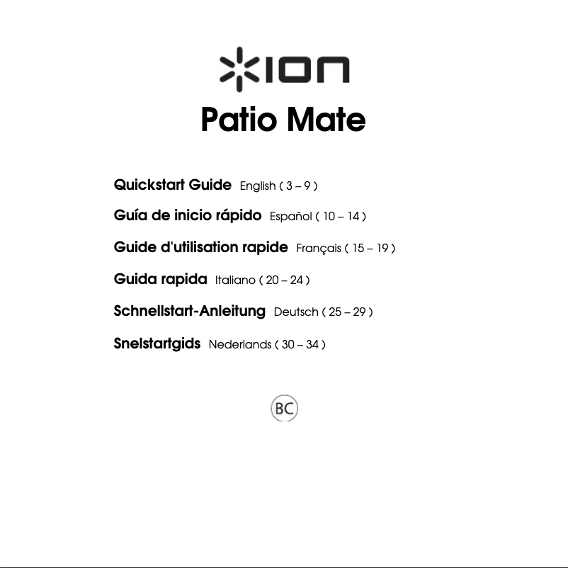 Page 1 de la notice Manuel utilisateur ION Patio Mate