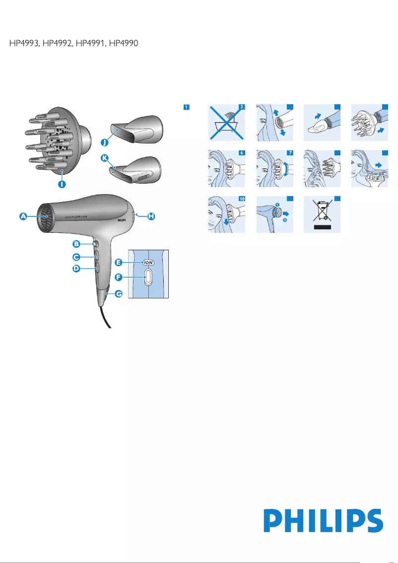 Imagen de la primera página del manual del dispositivo SalonDry Pro HP4993