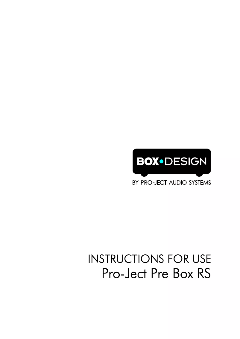 Page 1 de la notice Manuel utilisateur Pro-Ject Pre Box RS