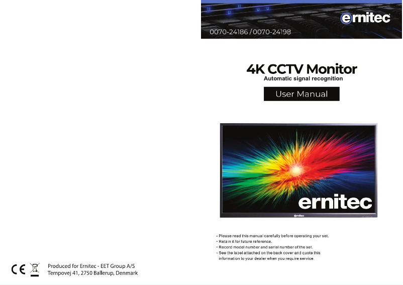 Page n°1 - Manuel utilisateur Ernitec 0070-24198