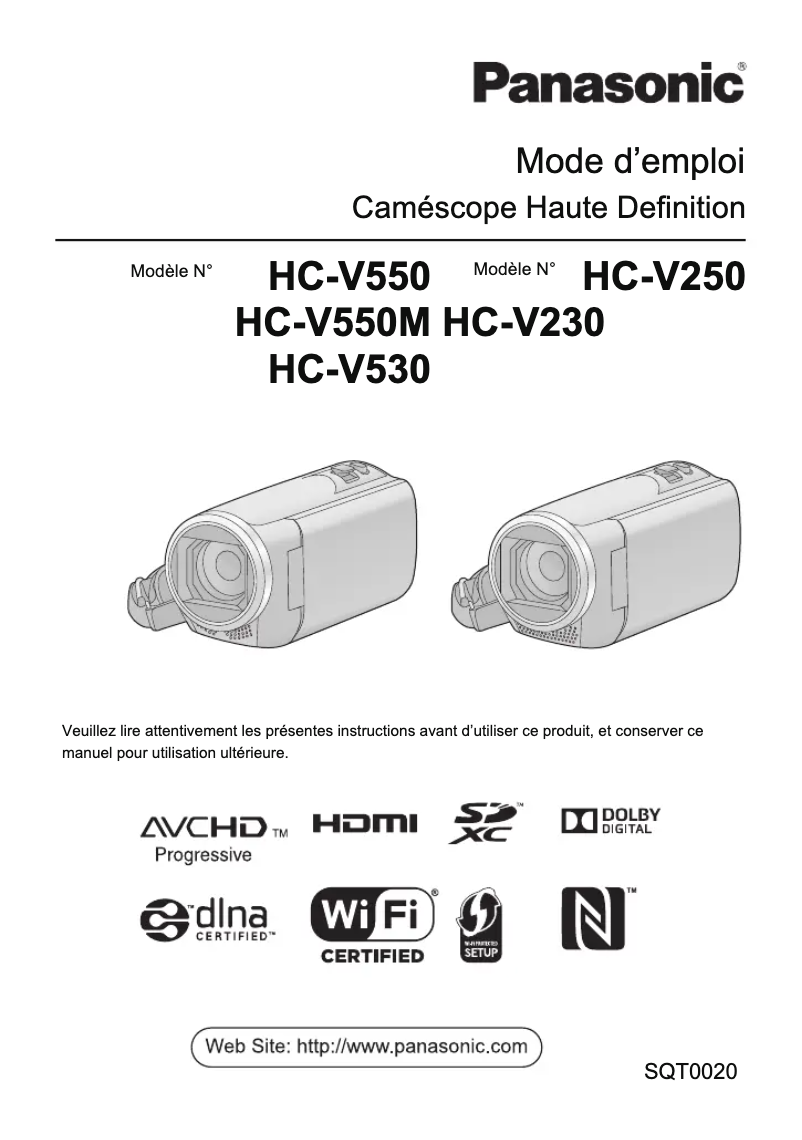 Page n°1 - Manuel utilisateur Panasonic HC-V550EG