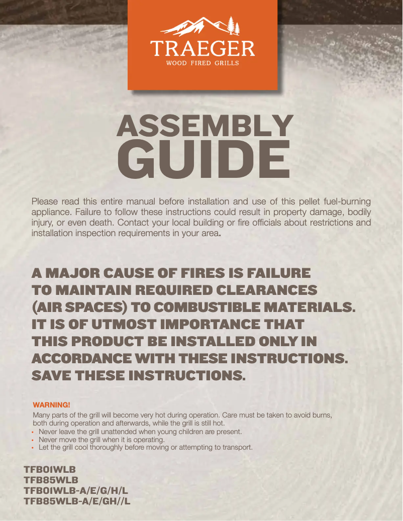 Page 1 de la notice Guide d'installation Traeger TFB01WLEC