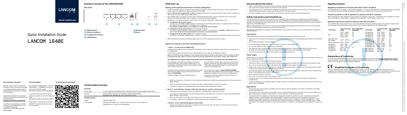 Page 1 de la notice Guide d'installation Lancom 1640E