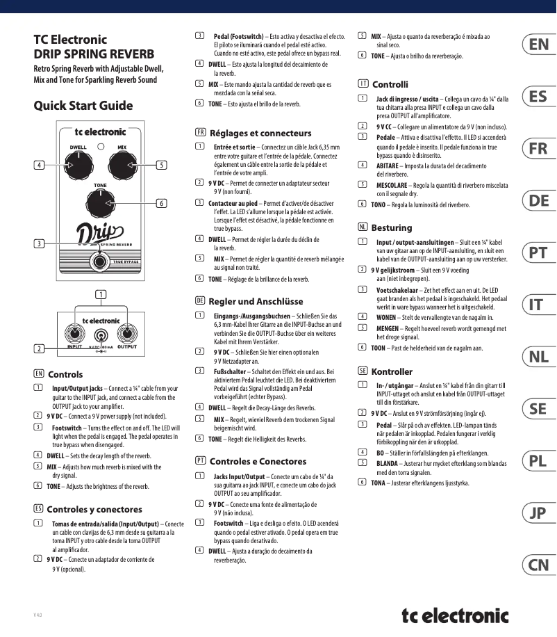 Page n°1 - Manuel utilisateur TC Electronic Drip Spring Reverb